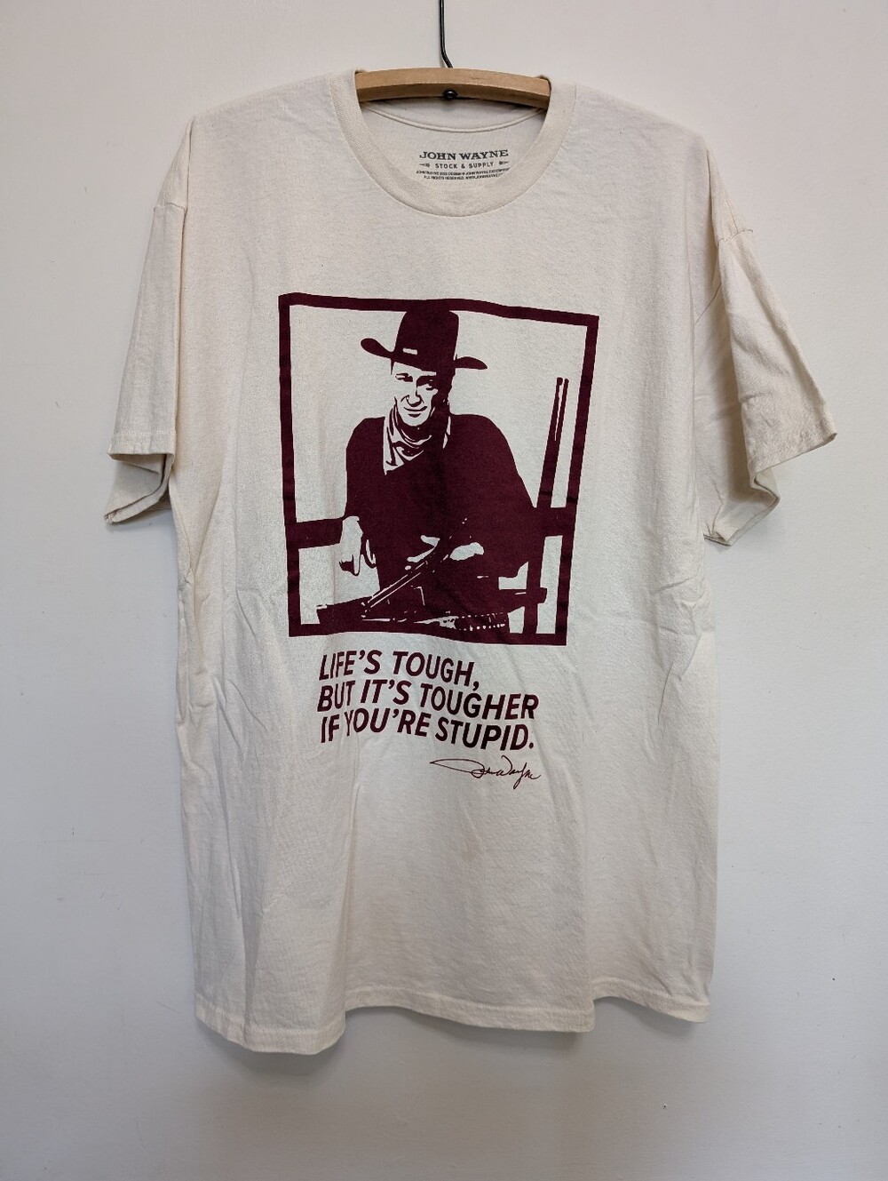 John Wayne "Life's Tough" Graphic T-Shirt XL Western Cowboy Tee